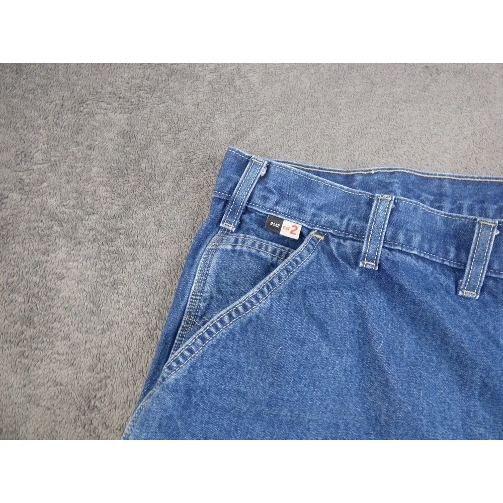 Carhartt FR Flame Resistant Dungaree Jeans Mens 46x21 Blue Denim FRB13-DNM CAT 2